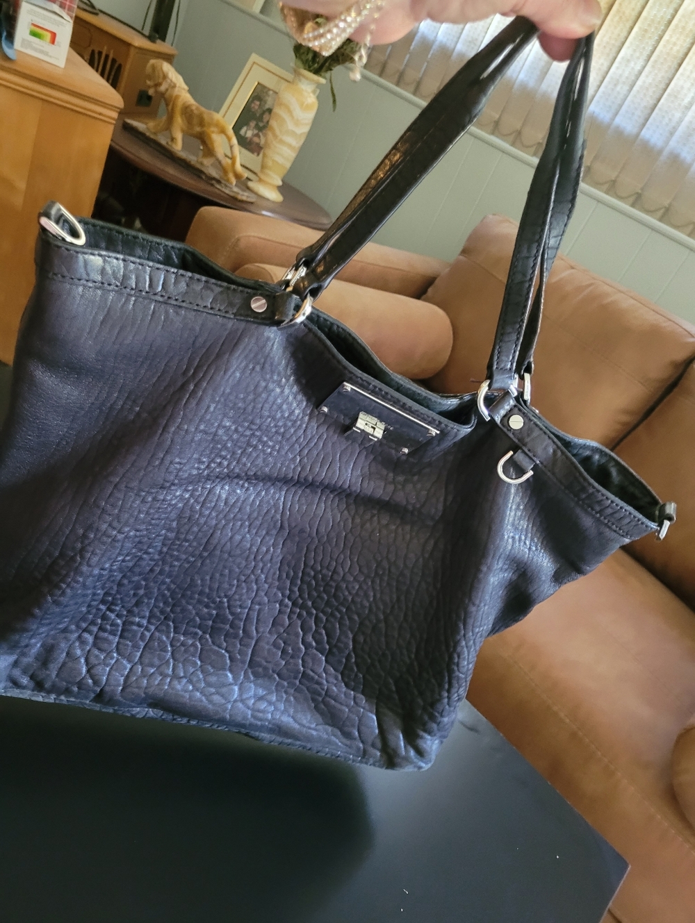 Michael Kors Black Textured Tote Bag with Double Handles